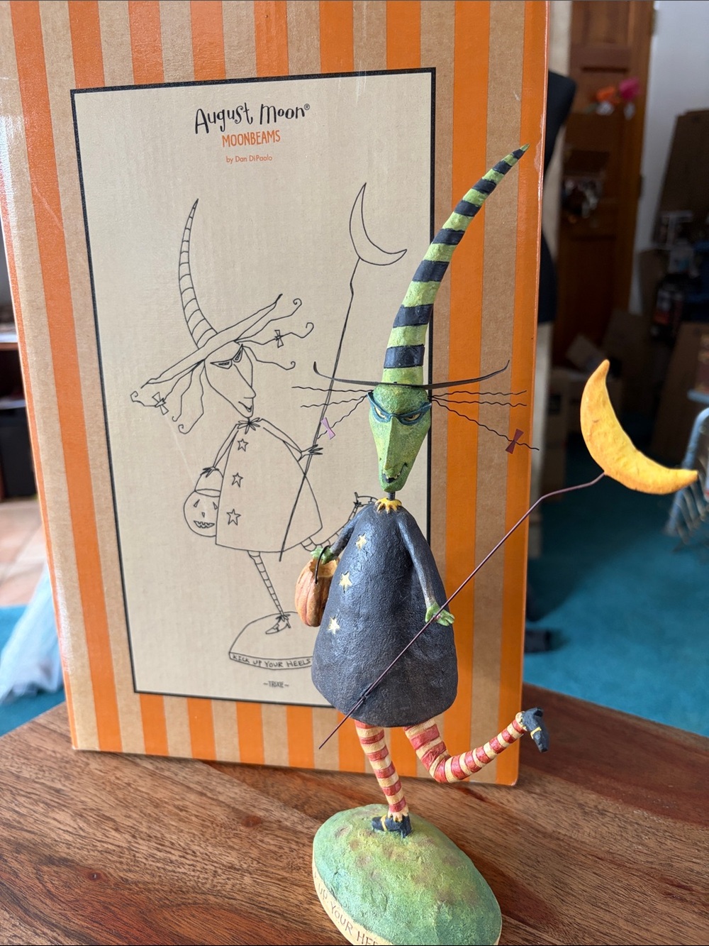 August Moon Green Witch Halloween Ornament - Moonbeams Collection